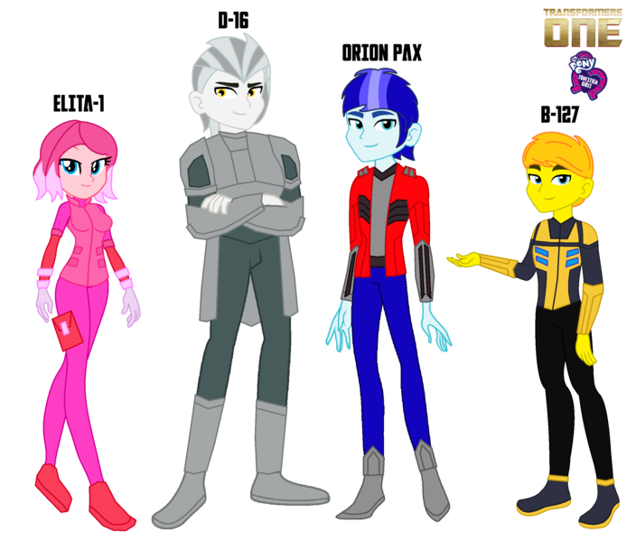 Size: 2468x2104 | Tagged: safe, artist:robertsonskywa1, derpibooru import, equestria girls, g4, armor, b-127, bumblebee (transformers), clothes, d-16, elita-1, equestria girls-ified, female, image, male, megatron, optimus prime, orion pax, photo, png, simple background, smiling, suit, teenager, transformers, transformers one, transparent background