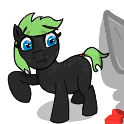 Size: 512x512 | Tagged: safe, artist:wren, edit, ponerpics import, oc, oc:fanonlilly, unofficial characters only, pony, awkward, brick, bricks, female, image, imminent brick booty, mare, nervous, png, raised hoof, simple background, tail wrap, transparent background, trowel