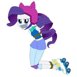 Size: 2500x2500 | Tagged: safe, artist:nie-martw-sie-o-mnie, derpibooru import, rarity, human, equestria girls, g4, bondage, bound and gagged, female, femsub, gag, helmet, image, knee pads, kneeling, my little pony equestria girls: friendship games, png, rarisub, roller skates, rope, rope bondage, simple background, skates, solo, sports outfit, submissive, tape, tape gag, transparent background