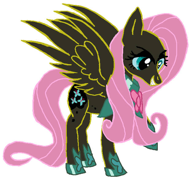 Size: 620x580 | Tagged: safe, artist:qjosh, derpibooru import, fluttershy, pegasus, pony, g4, bevor, boots, chestplate, clothes, corrupted element of harmony, corrupted element of kindness, darkened coat, darkened hair, element of harmony, element of kindness, female, image, jpeg, mare, nightmare fluttershy, nightmarified, shoes, simple background, solo, teal sclera, transformation, transformation sequence, white background