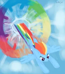 Size: 3000x3400 | Tagged: safe, artist:umsx, derpibooru import, rainbow dash, pegasus, pony, cloud, female, flying, image, mare, png, rainbow, sky, solo, sonic rainboom, spread wings, wings