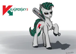 Size: 3541x2508 | Tagged: safe, alternate version, artist:kirieshka, derpibooru import, oc, unofficial characters only, earth pony, pony, angry, angry look, anti virus, baseball bat, cutie mark, green eyes, green hair, image, kaspersky, png