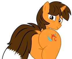 Size: 1264x1025 | Tagged: safe, artist:shieldwingarmorofgod, derpibooru import, oc, oc:ej, unofficial characters only, alicorn, g4, alicorn oc, butt, horn, image, looking at you, male, png, rear view, simple background, transparent background, vector, wings