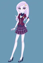 Size: 960x1392 | Tagged: safe, artist:lobo299, derpibooru import, fleur-de-lis, equestria girls, g4, background human, clothes, crystal prep academy, crystal prep academy uniform, crystal prep shadowbolts, cutie mark accessory, cutie mark hair accessory, hair accessory, hairclip, high heels, image, jpeg, legs, long legs, school uniform, shoes