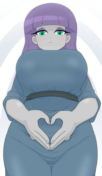 Size: 1668x2860 | Tagged: safe, artist:batipin, derpibooru import, maud pie, human, equestria girls, g4, breasts, busty maud pie, female, heart, heart hands, image, looking at you, png, solo