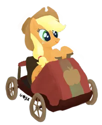 Size: 1347x1641 | Tagged: safe, artist:umsx, derpibooru import, applejack, earth pony, pony, applejack's hat, cart, cowboy hat, hat, image, mario kart, png, simple background, solo, super mario bros.