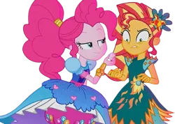 Size: 827x590 | Tagged: safe, derpibooru import, edit, edited screencap, editor:homersimpson1983, screencap, pinkie pie, sunset shimmer, human, equestria girls, g4, background removed, duo, duo female, female, image, not a vector, png