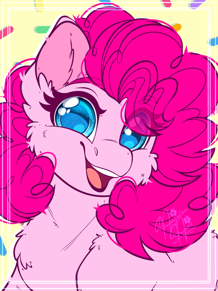 Size: 1800x2400 | Tagged: safe, artist:missbramblemele, derpibooru import, pinkie pie, earth pony, pony, g4, bust, female, image, looking at you, mare, open mouth, open smile, png, portrait, smiling, smiling at you, solo