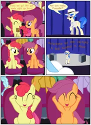 Size: 2700x3713 | Tagged: safe, artist:gm-scoots, derpibooru import, apple bloom, sapphire shores, scootaloo, comic:bleeding hearts, female, image, lesbian, png, ship:scootabloom, shipping