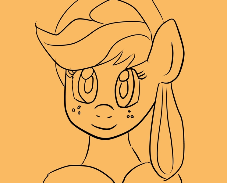 Size: 1241x1000 | Tagged: safe, artist:wrath-marionphauna, derpibooru import, applejack, digital art, doodle, freckles, image, jpeg, simple background, smiling, solo