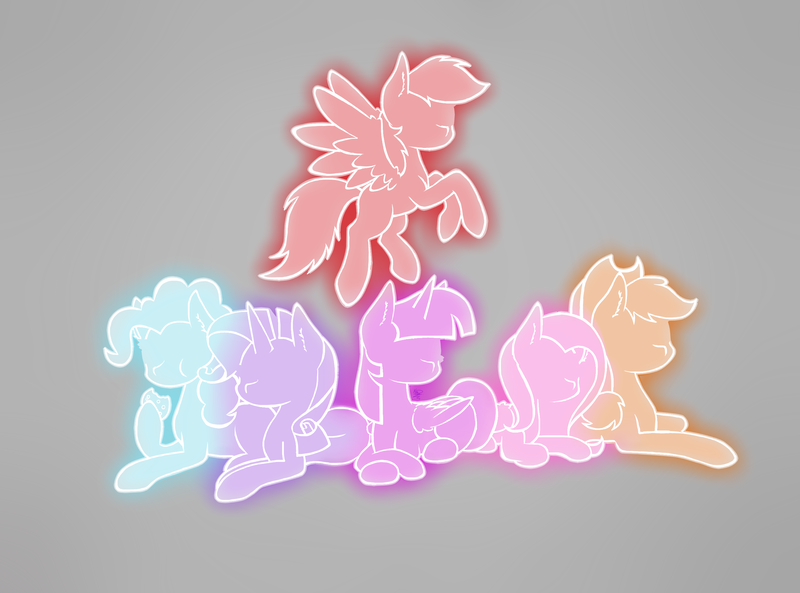 Size: 2700x2000 | Tagged: safe, artist:kathepart, derpibooru import, applejack, fluttershy, pinkie pie, rainbow dash, rarity, twilight sparkle, g4, gray background, image, mane six, png, simple background, spread wings, wings