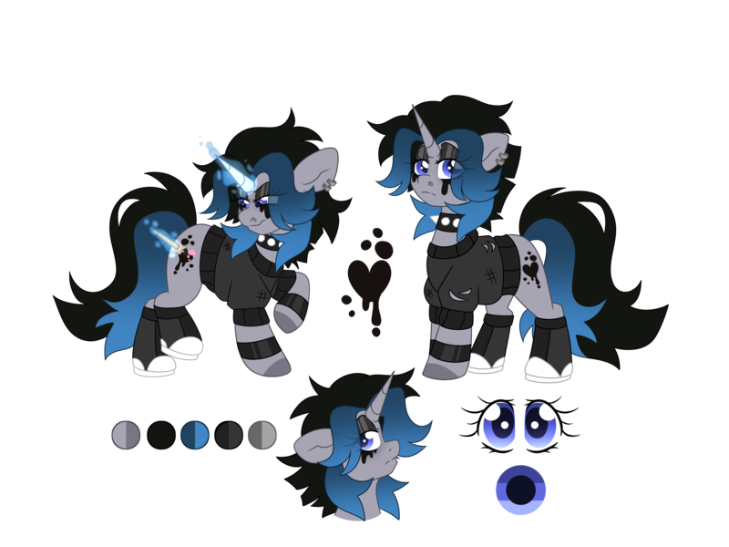 Size: 8000x6000 | Tagged: safe, artist:crazysketch101, derpibooru import, oc, unofficial characters only, pony, unicorn, absurd resolution, goth, horn, image, png, reference sheet, simple background, solo, transparent background