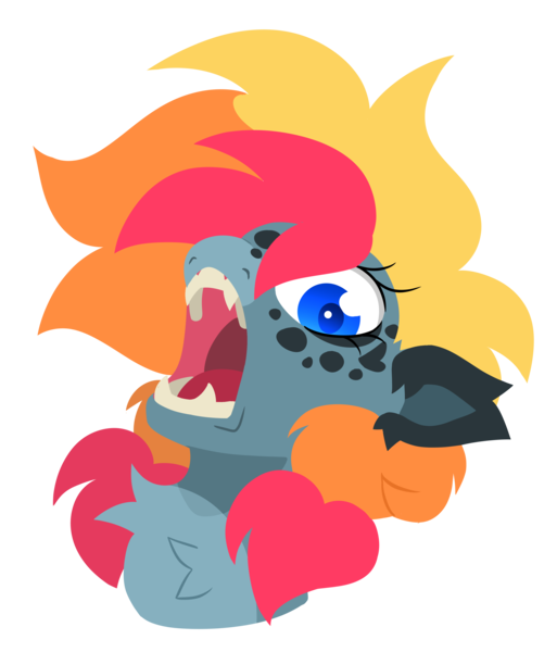 Size: 3462x4052 | Tagged: safe, artist:crazysketch101, derpibooru import, oc, oc:crazy looncrest, unofficial characters only, pony, bust, fangs, image, open mouth, png, screaming, sharp teeth, simple background, solo, teeth, transparent background