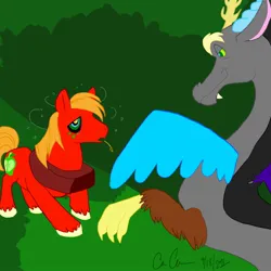 Size: 1280x1280 | Tagged: safe, artist:aionk, derpibooru import, big macintosh, discord, g4, the return of harmony, big macindog, image, jpeg, mind control, story included, sweet apple acres