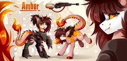 Size: 6660x3213 | Tagged: safe, artist:buvanybu, derpibooru import, oc, oc:amber, unofficial characters only, dracony, dragon, hybrid, pony, adoptable, image, png, solo