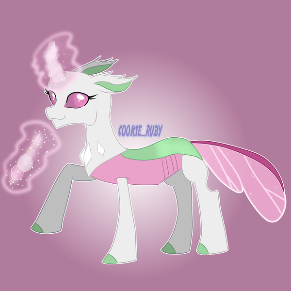 Size: 2900x2900 | Tagged: safe, artist:cookie-ruby, derpibooru import, oc, unofficial characters only, changedling, changeling, g4, changedling oc, changeling oc, image, pink background, png, simple background, solo