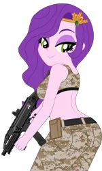 Size: 939x1562 | Tagged: safe, artist:edy_january, artist:philelmago, derpibooru import, edit, vector edit, pipp petals, human, equestria girls, g4, g5, belt, breasts, busty pipp petals, call of duty, call of duty: warzone, camouflage, cargo pants, clothes, delta forces, equestria girls specials, eyeshadow, gun, image, jewelry, makeup, military, my little pony equestria girls: better together, pants, png, scorpion evo.3, sexy, simple background, soldier, solo, special forces, sports bra, submachinegun, transparent background, trigger discipline, vector, vector used, weapon