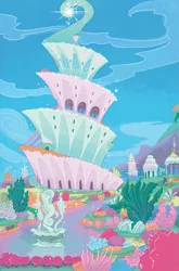 Size: 1033x1566 | Tagged: safe, derpibooru import, idw, g5, spoiler:comic, spoiler:g5comic, anemone, bubble, coral, crepuscular rays, flower, fountain, image, my little pony: set your sail, no pony, ocean, official comic, palace, png, reef, rose, seaweed, set your sail #4, sparkling sea, statue, sunlight, underwater, water