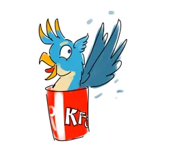 Size: 3200x2800 | Tagged: safe, artist:horsesplease, derpibooru import, gallus, clucking, gallus the rooster, gallusposting, image, insanity, kentucky fried gallus, kfc, png, simple background, solo, white background