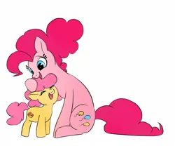 Size: 1513x1256 | Tagged: safe, artist:mayugraffiti, derpibooru import, li'l cheese, pinkie pie, earth pony, pony, the last problem, colt, eyes closed, female, foal, head pat, image, jpeg, male, mare, mother and child, older, older pinkie pie, open mouth, open smile, pat, smiling