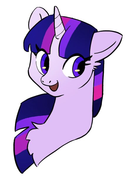 Size: 1230x1691 | Tagged: safe, artist:mayugraffiti, derpibooru import, twilight sparkle, pony, unicorn, g4, bust, chest fluff, female, horn, image, jpeg, mare, open mouth, open smile, smiling, solo