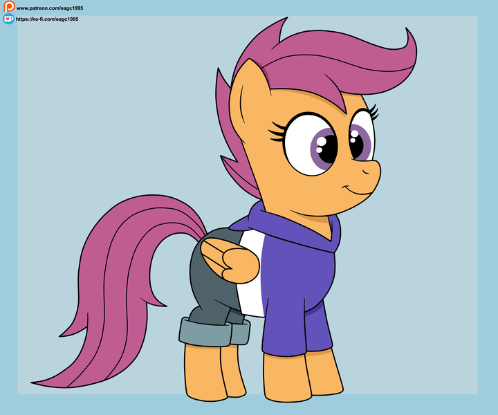 Size: 6000x5000 | Tagged: safe, artist:eagc7, derpibooru import, scootaloo, pegasus, pony, clothes, cosplay, costume, female, image, ko-fi, luz noceda (the owl house), passepartout, patreon, png, simple background, solo, the owl house