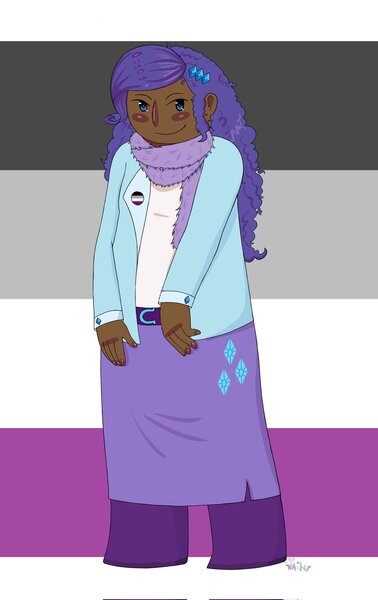 Size: 1290x2048 | Tagged: safe, artist:crynaibu, ponerpics import, ponybooru import, rarity, human, asexual, humanized, image, jpeg, pride, pride flag, solo