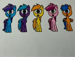 Size: 4032x3024 | Tagged: safe, artist:maddiedraws5678, artist:williethelittleponyfan36, ponerpics import, ponybooru import, first base, liza doolots, noi, petunia, ruby pinch, tootsie flute, earth pony, pegasus, pony, unicorn, adorabase, alternate mane five, alternate universe, aura (g4), aurabetes, classmates, colored, coloring page, cute, female, filly, filly five, foal, girly girl, image, jpeg, noiabetes, open mouth, open smile, pegasus first base, pinchybetes, quintet, race swap, simple background, smiling, tomboy, tootsie cute, white background