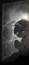 Size: 1440x3200 | Tagged: safe, artist:gale spark, derpibooru import, oc, oc:block rain, unofficial characters only, pegasus, image, png, rain, sad, window