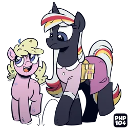 Size: 1200x1200 | Tagged: safe, artist:wandrevieira1994, derpibooru import, oc, oc:silver bell, oc:velvet remedy, unofficial characters only, pony, unicorn, fallout equestria, g4, bag, clothes, confetti, dress, female, filly, foal, happy, horn, image, jumping, medical saddlebag, png, simple background, transparent background, walking