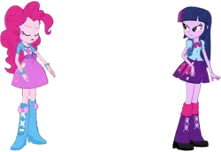 Size: 3659x2520 | Tagged: safe, derpibooru import, edit, edited screencap, editor:homersimpson1983, screencap, pinkie pie, twilight sparkle, human, equestria girls, g4, background removed, duo, duo female, female, image, not a vector, png