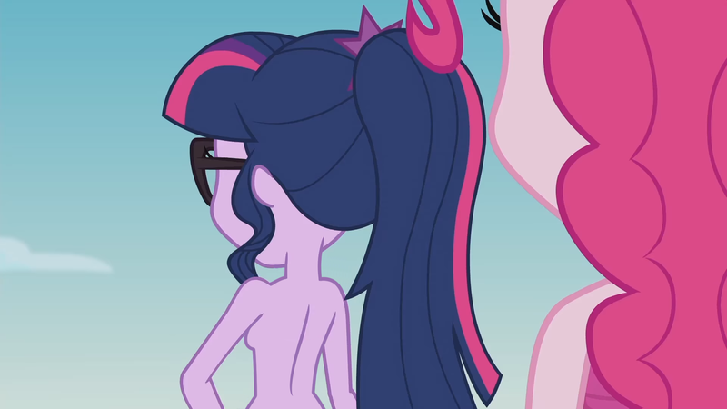 Size: 1920x1080 | Tagged: suggestive, derpibooru import, edit, edited screencap, screencap, pinkie pie, sci-twi, twilight sparkle, equestria girls, equestria girls series, friendship math, g4, clothes, duo, duo female, female, glasses, image, my little pony equestria girls: better together, nude edit, nudity, one-piece swimsuit, pinkie pie swimsuit, png, ponytail, swimsuit