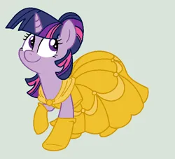 Size: 653x593 | Tagged: safe, artist:doggie31, derpibooru import, twilight sparkle, twilight sparkle (alicorn), alicorn, pony, alternate hairstyle, beauty and the beast, belle, clothes, commission, cute, dress, evening gloves, female, gloves, gown, image, long gloves, mare, png, smiling, solo, twiabetes