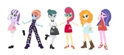 Size: 1280x572 | Tagged: safe, artist:andy213yt, artist:selenaede, derpibooru import, cloudy quartz, cookie crumbles, pear butter, posey shy, twilight velvet, windy whistles, human, equestria girls, g4, 80's fashion, base used, boots, clothes, cute, ear piercing, earring, equestria girls-ified, female, flower, flower in hair, freckles, glasses, grin, image, jewelry, jpeg, mom six, necklace, open mouth, open smile, pearabetes, pearl necklace, piercing, shoes, skirt, smiling, velvetbetes, windybetes