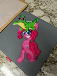 Size: 3072x4080 | Tagged: safe, artist:tinyequine, ponerpics import, gummy, pinkie pie, image, jpeg, perler beads