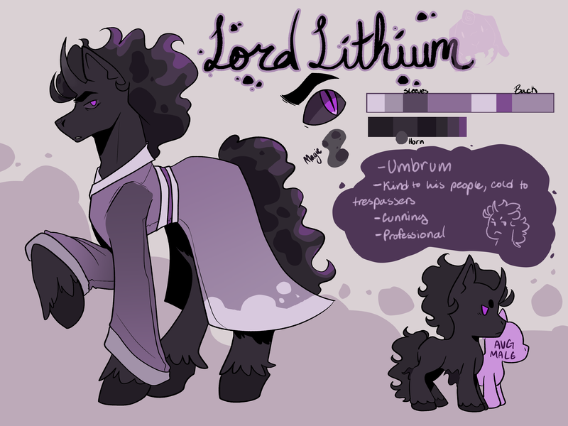 Size: 3600x2700 | Tagged: safe, artist:bunniesandbeetles, derpibooru import, oc, oc:lord lithium, unofficial characters only, pony, umbrum, unicorn, clothes, height difference, horn, image, looking at you, male, png, reference sheet, solo, stallion, umbrum oc