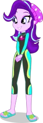 Size: 1527x4408 | Tagged: safe, artist:dustinwatsongkx, derpibooru import, starlight glimmer, human, equestria girls, g4, beanie, clothes swap, female, fluttershy's wetsuit, geode of fauna, hat, image, magical geodes, png, solo, swimsuit swap