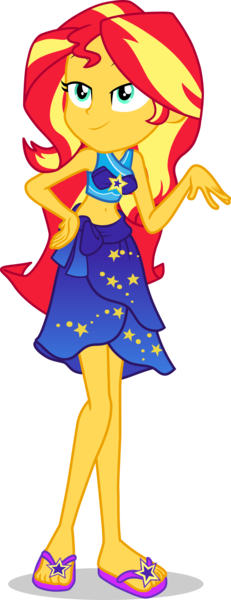 Size: 1507x3907 | Tagged: safe, artist:dustinwatsongkx, derpibooru import, sunset shimmer, human, equestria girls, g4, belly, belly button, clothes, clothes swap, female, image, png, sarong, solo, swimsuit, swimsuit swap