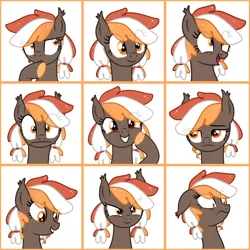 Size: 3464x3464 | Tagged: safe, artist:olivi, derpibooru import, oc, unofficial characters only, bat pony, pony, adoptable, art, base, character, commission, confused, cute, funny, happy, image, jpeg, moodboard, orange eyes, orange hair, scared, shocked, smiling, smirk, thinking, your character here