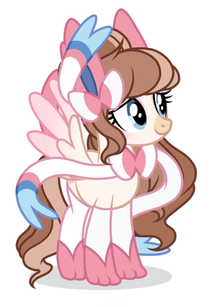 Size: 1220x1776 | Tagged: safe, artist:cstrawberrymilk, derpibooru import, oc, oc:strawberry milk, pegasus, pony, sylveon, clothes, costume, female, image, mare, nightmare night costume, png, pokémon, simple background, solo, transparent background