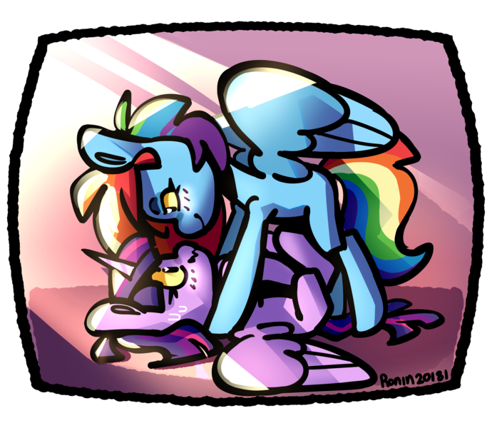 Size: 2300x2000 | Tagged: safe, artist:ronin20181, derpibooru import, rainbow dash, twilight sparkle, twilight sparkle (alicorn), alicorn, pegasus, pony, g4, female, image, lesbian, png, shipping, twidash