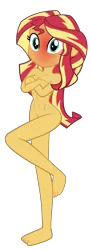 Size: 1126x3091 | Tagged: artist needed, suggestive, anonymous artist, derpibooru import, sunset shimmer, equestria girls, g4, blushing, blushing profusely, breasts, complete nudity, covering, covering breasts, covering crotch, embarrassed, embarrassed nude exposure, female, image, nudity, photo, png, simple background, solo, solo female, stupid sexy sunset shimmer, transparent background