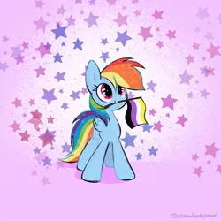 Size: 800x800 | Tagged: safe, artist:flutterberrypie, derpibooru import, rainbow dash, pegasus, pony, g4, folded wings, image, jpeg, mouth hold, nonbinary, nonbinary pride flag, pride, pride flag, solo, stars, tail, wings