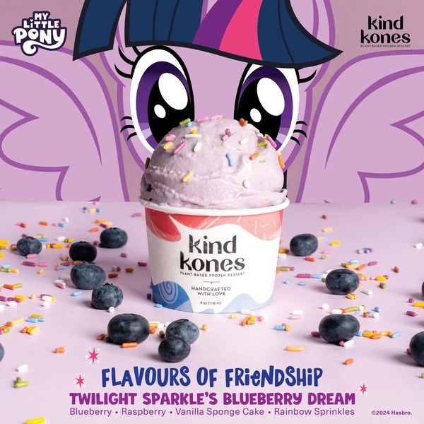 Size: 2391x2391 | Tagged: safe, derpibooru import, twilight sparkle, twilight sparkle (alicorn), alicorn, equestria daily, blueberry, cup, female, flavors of friendship, food, fruit, ice cream, image, jpeg, kind kones, kind kones (ice cream store), singapore, solo, sprinkles, twilight sparkle's blueberry dream, vegan