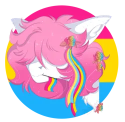 Size: 1067x1041 | Tagged: safe, artist:clumsyvonheim, derpibooru import, oc, oc:clumsy von heim, original species, undead, vampire, vampony, closed species, image, pansexual pride flag, png, pride, pride flag