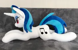 Size: 2048x1314 | Tagged: safe, artist:mdcraft10, derpibooru import, vinyl scratch, pony, unicorn, couch, female, horn, image, irl, jpeg, lying down, photo, plushie, prone, solo