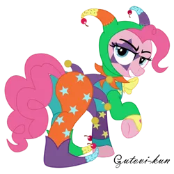 Size: 600x600 | Tagged: artist needed, suggestive, ponerpics import, ponybooru import, pinkie pie, earth pony, pony, balloonbutt, bedroom eyes, butt, clothes, female, image, jester, makeup, mare, plot, png, seductive, seductive look, show accurate, simple background, stupid sexy pinkie, transparent background