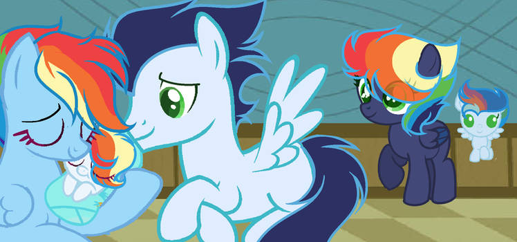 Size: 748x350 | Tagged: safe, artist:comet-swirls, ponerpics import, ponybooru import, rainbow dash, soarin', pegasus, pony, baby, baby pony, best pony, colt, cute, dashabetes, female, filly, foal, image, jpeg, male, mare, newborn, offspring, parent:rainbow dash, parent:soarin', parents:soarindash, shipping, soarindash, stallion, straight, swaddled, swaddled baby, swaddling, wrapped snugly