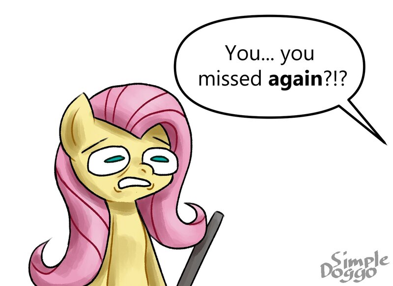 Size: 1487x1080 | Tagged: safe, artist:doggoisadummy, artist:simpledoggo, derpibooru import, fluttershy, pegasus, pony, g4, attempted murder, dialogue, donald trump, female, gun, gunshy, image, jpeg, mare, offscreen character, op is a duck, politics, rifle, simple background, sniper rifle, solo, speech bubble, weapon, white background