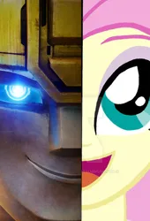 Size: 1019x1500 | Tagged: safe, derpibooru import, edit, edited screencap, screencap, fluttershy, human, robot, equestria girls, g4, b-127, bumblebee (transformers), clash of hasbro's titans, cybertronian, female, image, jpeg, male, photo, transformers, transformers one, two sided posters, two sides